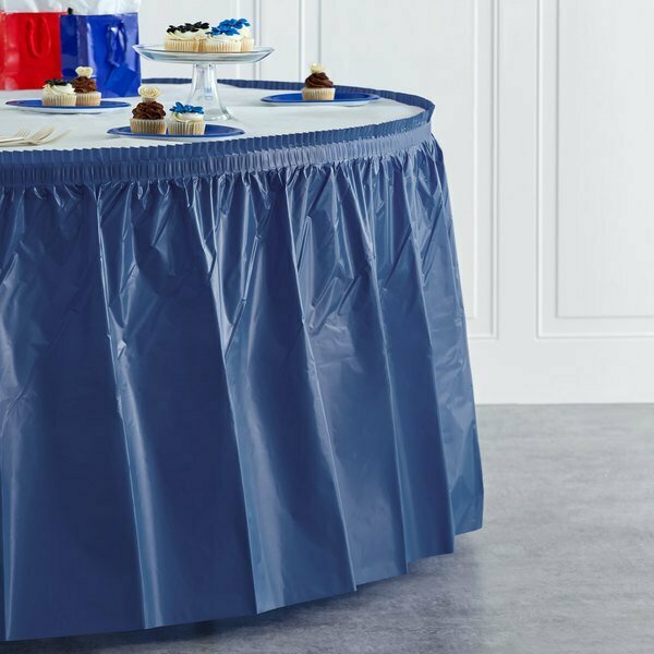 Creative Converting 10036 14' x 29in Navy Blue Plastic Table Skirt 500TS1429NV